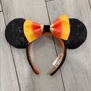 Halloween Sequin Black Headband with Orange Bow